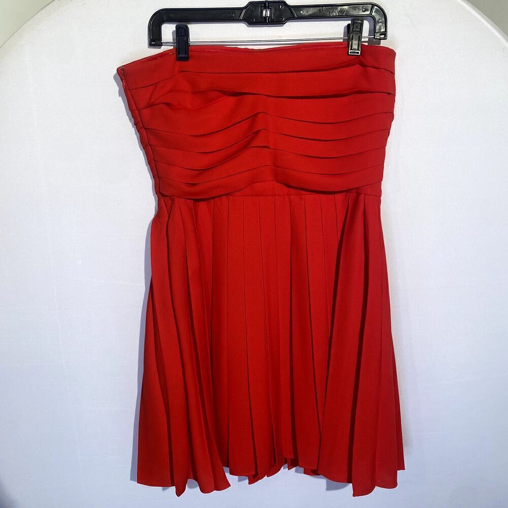 Rachel Roy Scarlet Red Pleated Strapless Formal Cocktail Mini Dress Sz 10 - Picture 5 of 8
